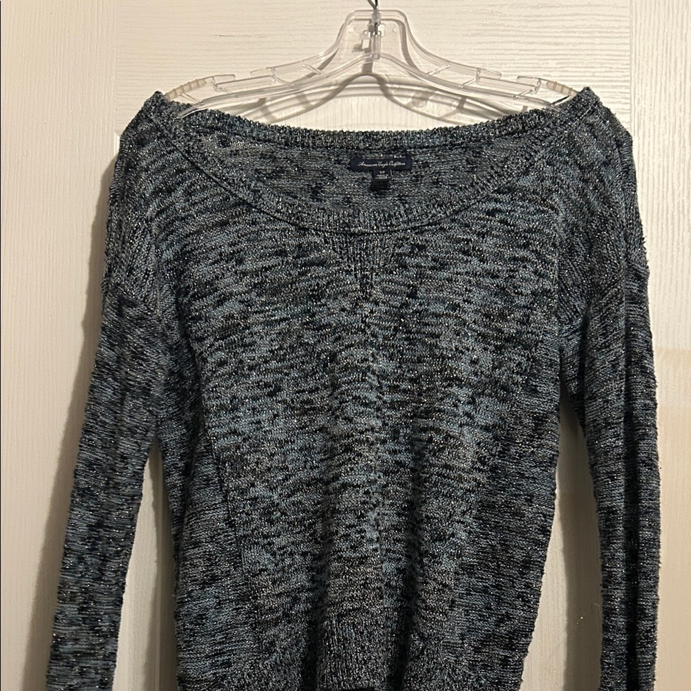 American Eagle Outfitters Black and Gray V-Neck Sweater